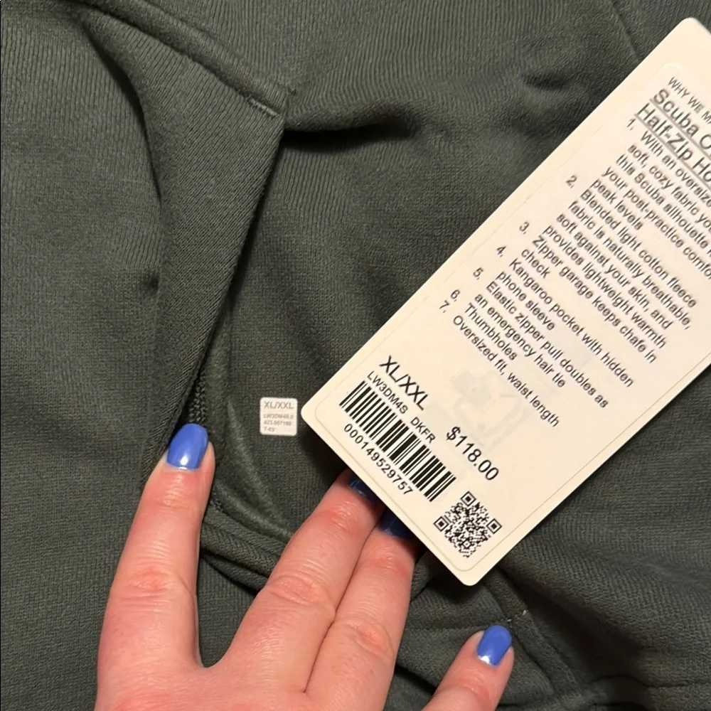 NWT - Lululemon Half Zip Scuba - dark forest green - Picture 4 of 4